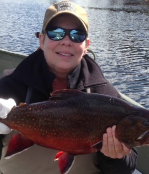 Agnes Ochs with her 8 1/4 lb brookie!
